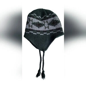 Windriver Olive Green Wool Winter Hat with  strings